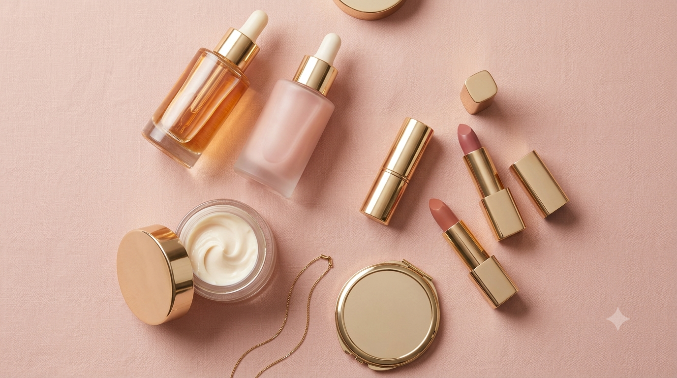 Luxury cosmetics collection — beauty essentials